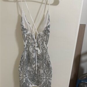 Elegant Silver and White Women's Dress